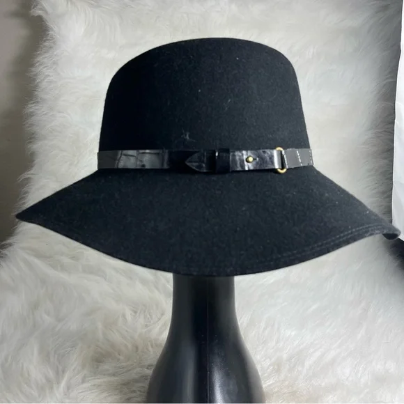 Eric Javits New York Black 100% Wool Wide Brim Fedora Hat Water Repellent L/XL - Picture 4 of 13